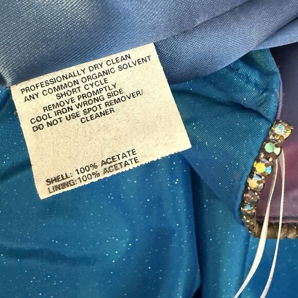 VTG Jessica Mcclintock Dress Sz 7 Formal Gunne Sax Blue Glitter Boning READ - Picture 15 of 16